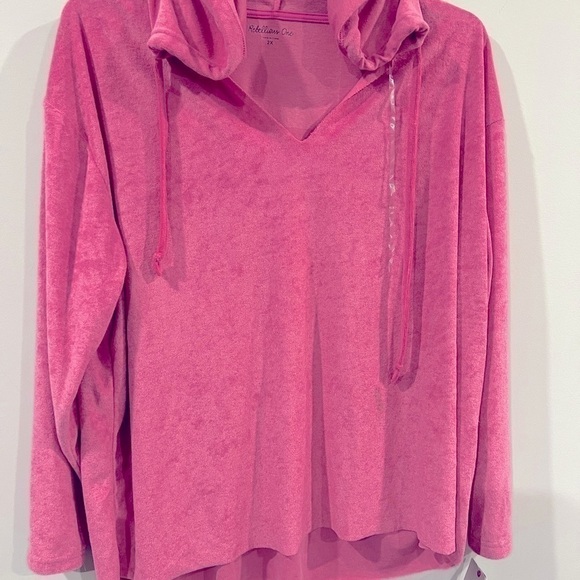 REBELLIOUS ONE Trendy Plus Size Loop Terry Hoodie Pink 2X, sweatshirt sweater - Picture 4 of 8